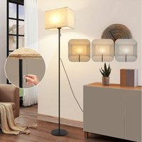 Stehlampe Wohnzimmer Vintage Stehleuchte: led Dimmbar Standleuchte 134cm Standlampe Beige Lampenschirm 3000K-6500K Wohnzimmerlampe Seilzugschalter von GBLY