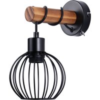 Gbly - Tischlampe Wohnzimmer Vintage Tischleuchte Holz: Schwarz Nachttischlampe 1 flammig im Industrial Design aus Metall E27 Fassung Retro von GBLY