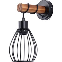 Gbly - Tischlampe Wohnzimmer Vintage Tischleuchte Holz: Schwarz Nachttischlampe 1 flammig im Industrial Design aus Metall E27 Fassung Retro von GBLY