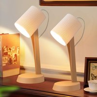 Tischleuchte Wohnzimmer Nachttischlampe mit Kabel - 37.4 cm Tischlampe 2er Set Kleine Lampe E14 Tischlampen Braun Moderne Landhausstil für Esstisch von GBLY