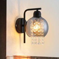 Wandleuchte Innen Wandlampe Schlafzimmer - Flurlampe Wohnzimmer E27 Wandbeleuchtung Modern 1 Flammig Bettlampe Glaskugel Rauchgrau Glas Design von GBLY