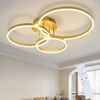Led Deckenlampe Deckenleuchte Wohnzimmer - Wohnzimmerlampe Dimmbar 82CM Modern Design Gold 74W Schlafzimmerlampe mit Fernbedienung 3 Ring aus Acryl von GBLY