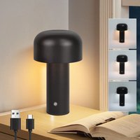 Led Nachttischlampe Tischlampe Kabellos - 2W Tischleuchte Akku Dimmbar Schreibtischlampe Aufladbar Schwarz Pilzlampe Schlafzimmer Klein Nachtleuchte Led Nachttischlampe Tischlampe Kabellos - 2W Tischleuchte Akku Dimmbar Schreibtischlampe Aufladbar Schwarz Pilzlampe Schlafzimmer Klein Nachtleuchte von GBLY