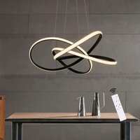Gbly - led Pendelleuchte Wohnzimmer Schwarz Hängelampe Höhenverstellbar Ø62cm 62W Ringe Kronleuchter Deckenleuchte Dimmbar mit Fernbedienung von GBLY