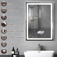 Spiegel Bad Badspiegel mit Beleuchtung - led Badezimmerspiegel 50x70 cm Wandspiegel Badezimmer IP44 mit Touch-Schalter und Uhr Beschlagfrei von GBLY