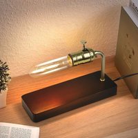 Büro- und Wohnzimmerlampe, moderne Nachttischlampe - schwarze Holzbürolampe mit E27-Sockel, goldenes retroides Design, Metallnachttischlampe für von GBLY