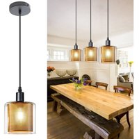 Gbly - Vintage Pendelleuchte esstisch Hängelampe - 1 Flammig E14 Max. 40W Hängeleuchte Retro Pendellampe aus Glas Metall Schwarz Gold Industrial von GBLY