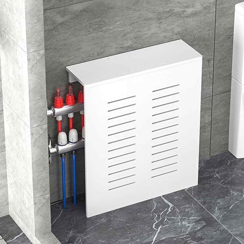 Dreiteilige Heizkörperabdeckung mit Lüftungslamellen, PVC-heizkörperverkleidung, Stanzfreie Montage, Abschirmendes Stauraumdesign Über dem Heizkörper(40x60x15cm/16x24x6in) von GBPLDMAQ