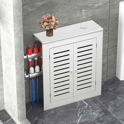 Dreiteilige Heizungsverkleidung, Heizungsabdeckung mit Einfachem Schnappverschluss, Cubre Radiadores Blanco, Wärmeschutzschrank Fürs Homeoffice(60x50x20cm/24x20x8in) von GBPLDMAQ