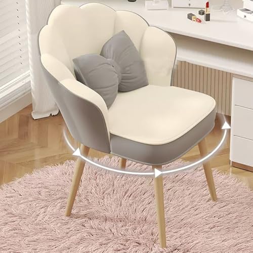 GBPLDMAQ BlumenföRmiger Schminktisch Stuhl, 360° Drehbarer Schminkhocker, Moderner Kosmetik Stuhl mit Hoher RüCkenlehne füR Schlafzimmer (Color : GrayB) von GBPLDMAQ
