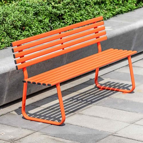 Gartenbank Metall für den Außenbereich, Gartenmöbel Bank für die Terrasse, 100 Kg Belastbar, Wetterfest, Farblich Abgestimmt für Garten, Veranda und Park(Orange) von GBPLDMAQ