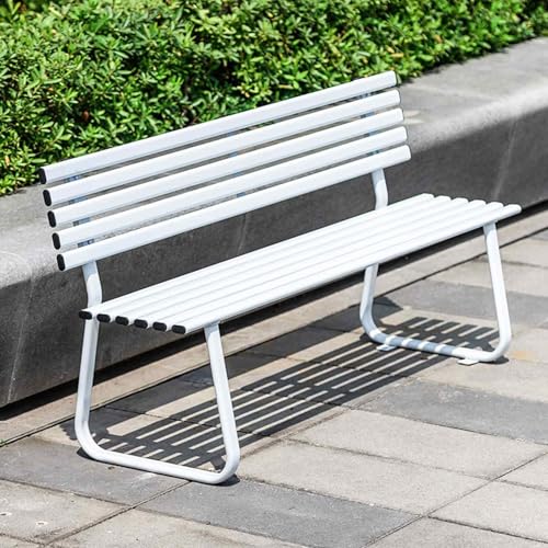 Gartenbank Metall für den Außenbereich, Gartenmöbel Bank für die Terrasse, 100 Kg Belastbar, Wetterfest, Farblich Abgestimmt für Garten, Veranda und Park(White) von GBPLDMAQ