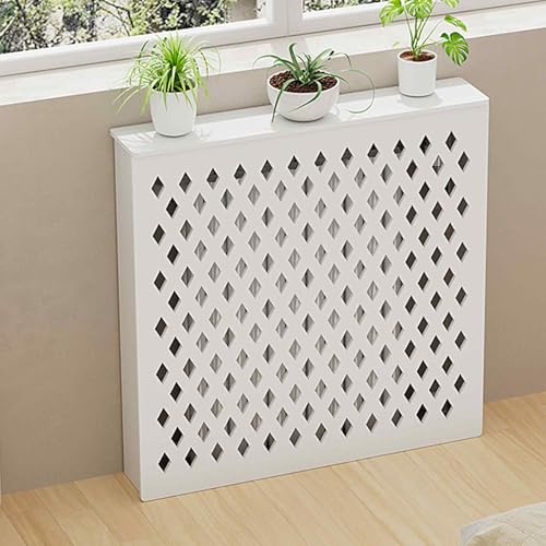 Heizkörperabdeckung aus Holz, heizungsabdeckung Heizschrank-Ablage, Easy Snap Connector, rautenförmige Wärmeableitungslöcher(60x70x20cm/24x28x8in) von GBPLDMAQ