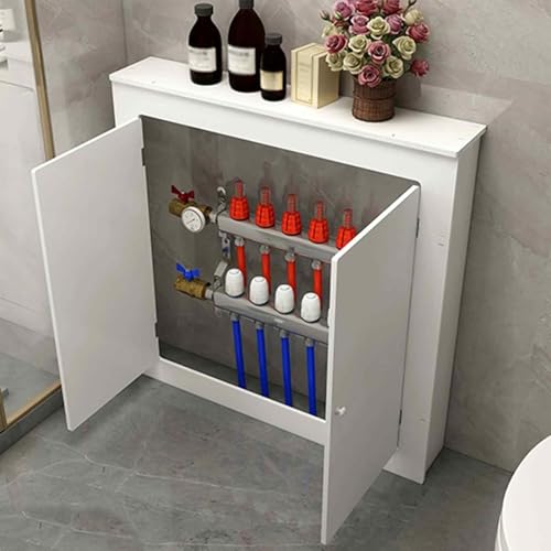 Heizkörperabdeckung aus Holz mit Revisionsklappe, Heizung Verkleidung für Heizkörper, Dekorativer Weißer Doppeltürschrank, Abschirmendes Aufbewahrungsdesign(70x80x15cm/28x32x6in) von GBPLDMAQ