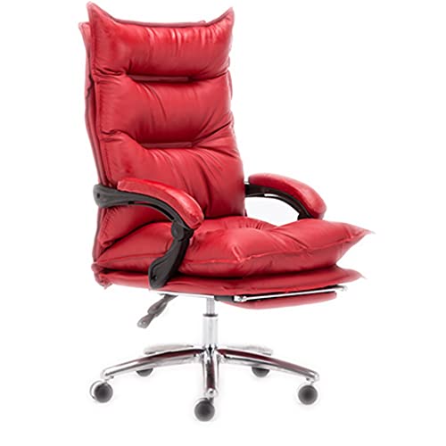 GBPOY Computer-Schreibtischstuhl Computer Bürostuhl, Spielstuhl Swivel Ergonomischer Lederstuhl mit Fußstütze Bürostuhl Chefsessel (Color : Red) von GBPOY