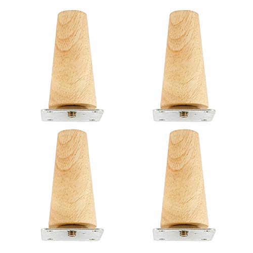GBSONGLIANGBO Möbelfüße Holz,Möbelfüße 4 stücke Massivholz Möbelbeine schräg geraden Füße Sofa Couchtisch Kabinett Bein mit Metallplatten Schrauben 8/15 / 20 cm hoch(High 8cm Straight) von GBSONGLIANGBO