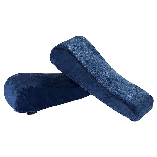 GBSONGLIANGBO Stuhlhussen, Hussen FüR StüHle 2 stücke Druck Reliefstuhl Armlehnen Pads for Bürostühle Rollstuhl Comfy Stuhl Weiche Ellbogenkissen Pads Protector Abdeckungen Kissen(Curved Navy) von GBSONGLIANGBO