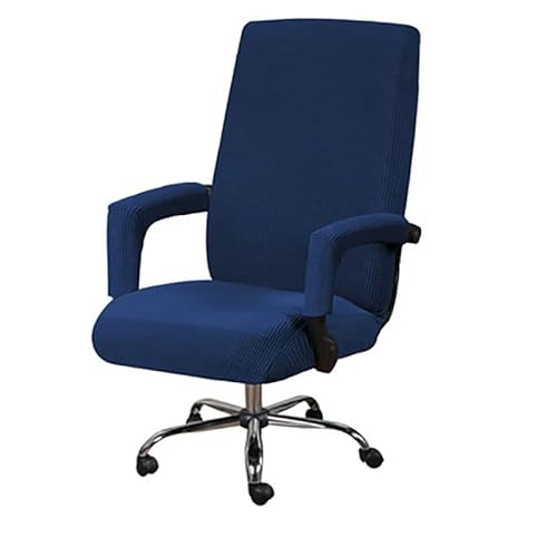 GBSONGLIANGBO Stuhlhussen, Hussen FüR StüHle 3PC / Set Elastic Office Computer Stuhlabdeckung Moderne Boss Rotierender Stuhl Sitzkoffer Abnehmbar mit Armlehnenabdeckungen(Blue,L with armrest Cover) von GBSONGLIANGBO