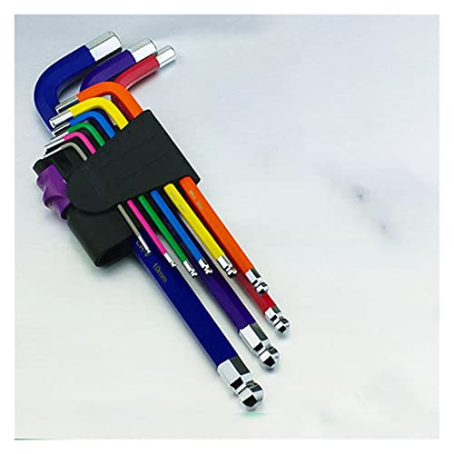 Sechskantschlüssel Set 1,5 mm-10mm Farbe codiert Kugel-End-Sechskant-Allen-Schlüssel L-Schraubenschlüssel-Set-Drehmoment langes Metrik mit Hülsenhandwerkzeuge Fahrradzubehör 9pcs(Medium length type) Sechskantschlüssel Set 1,5 mm-10mm Farbe codiert Kugel-End-Sechskant-Allen-Schlüssel L-Schraubenschlüssel-Set-Drehmoment langes Metrik mit Hülsenhandwerkzeuge Fahrradzubehör 9pcs(Medium length type) von GBSONGLIANGBO