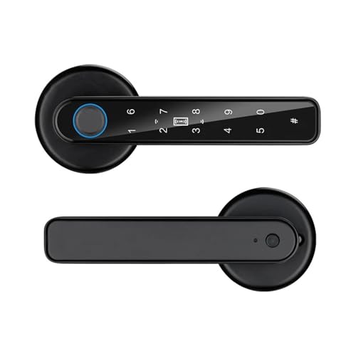 Smart Lock, Smartes TüRschloss Fingerabdruck-Türschloss, biometrisches Fingerabdruck-Sicherheitsgriffschloss, Anti-Peeping-Kontrolle for Türen mit einer Dicke von 3,5–6,5 cm(Black) von GBSONGLIANGBO