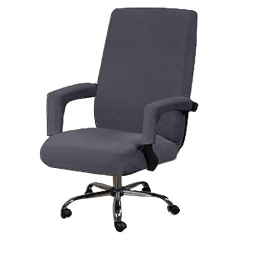 Stuhlhussen, Hussen FüR StüHle 3PC / Set Elastic Office Computer Stuhlabdeckung Moderne Boss Rotierender Stuhl Sitzkoffer Abnehmbar mit Armlehnenabdeckungen(Dark Grey,XLwith armrest cover) von GBSONGLIANGBO