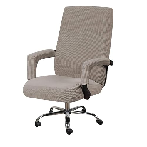 Stuhlhussen, Hussen FüR StüHle 3PC / Set Elastic Office Computer Stuhlabdeckung Moderne Boss Rotierender Stuhl Sitzkoffer Abnehmbar mit Armlehnenabdeckungen(Light Brown,XLwith armrest cover) von GBSONGLIANGBO
