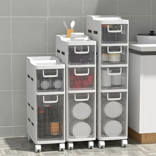 GBVQBA Badezimmerschrank, Badezimmer-Bodenschrank Multifunktionaler Handtuchschrank Möbel Spielzeug Organisator Uni-Große Kapazität mit Trasp Schubladen von GBVQBA