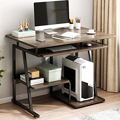 Kleiner Computer-Schreibtisch, Büro-Ecktisch mit Tastaturablage, kompakter PC, Arbeitsplatz für Laptop, Arbeitszimmer, Büroschreibtisch u von GBVQBA