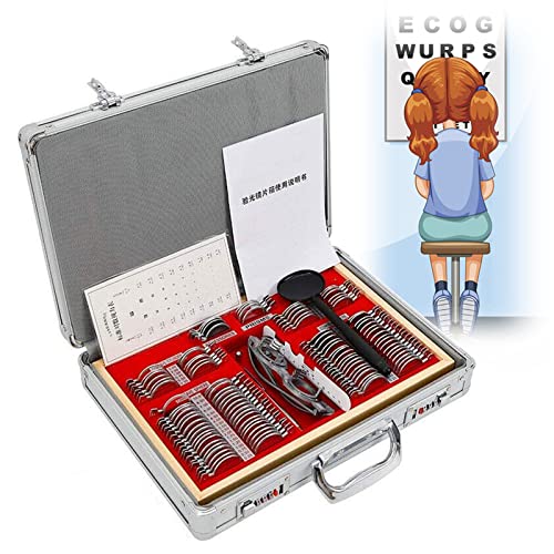 Optometrie-Set, 104-teiliges Testlinsen-Set, Optometrie-Set mit Metallrand mit Rahmen für Optometrie und Aluminiumgehäuse, Zubehör-Set zum Schutz von Occh von GBVQBA