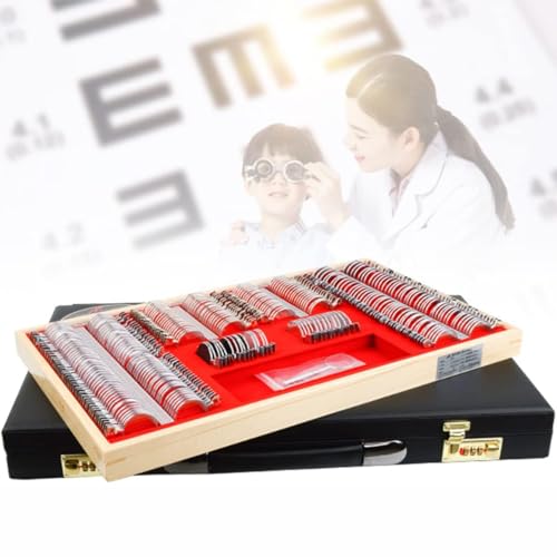 Optometrie-Set, 232-teiliges optisches Prüfobjektiv-Set, optometrischer Proberahmen mit Aluminiumgehäuse, Öffnung 26 mm, Kunststoffkreis - sphärische Linsen, Chillin-Linse von GBVQBA