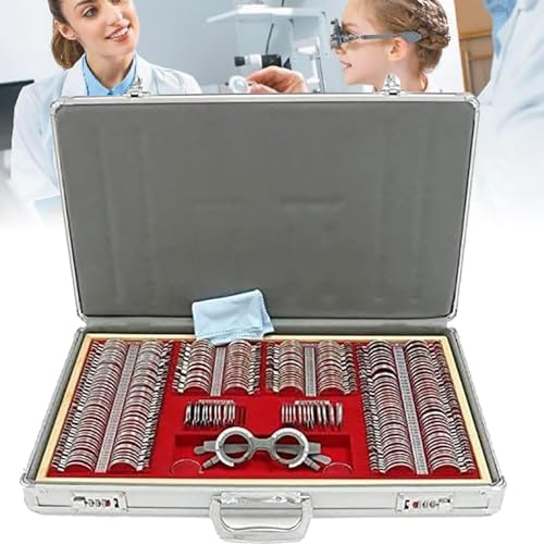 Optometrie-Set, 266-teiliges Optometrie-Set, optische Testlinsen aus Metall, Aluminiumgehäuse mit Metallrand + Reg von GBVQBA