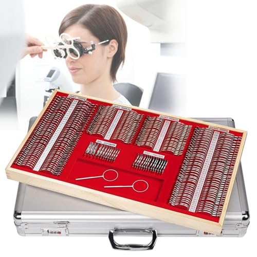 Optometrie-Set, 266-teiliges Set mit optischen Testlinsen, Testbrille für Linsen für Retinoskopie mit akkurater Kante, Optometrie-Set mit Metallrand von GBVQBA