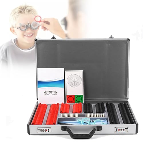 Optometrie-Set, 266-teiliges optisches Prüfobjektiv-Set, Gehäuse aus Aluminium mit Kunststoffrand für Optometrie mit Testrahmen, Brillen-Set für die Probe de von GBVQBA