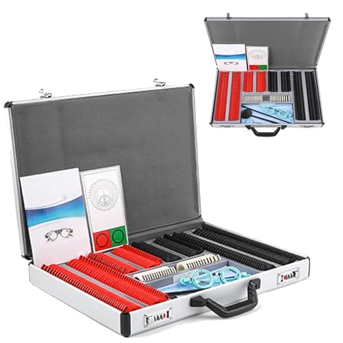 Optometrie-Set, 266-teiliges optisches Prüfobjektiv-Set, Gehäuse aus Aluminium mit Kunststoffrand für Optometrie mit Testrahmen für Optomet von GBVQBA