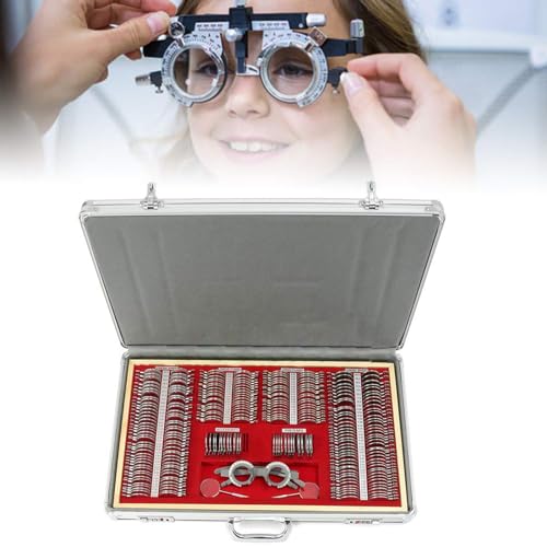 Optometrie-Set, 266-teiliges optisches Prüfobjektiv-Set, Optometrie-Kit, Gehäusekit mit Metallrand Testset für optische Optometrie mit Testrahmen, Ott Werkzeug von GBVQBA