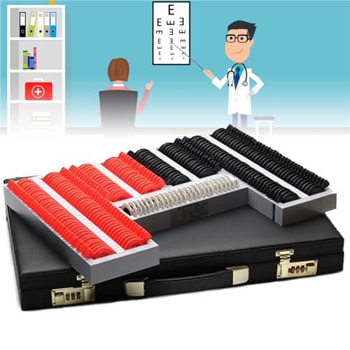 Optometrie-Set, Optometrie-Set, 232-teilig, Optometrie-Set, Augenschutzzubehör mit Aluminiumetui, optische Prüfgläser aus Kunststoff von GBVQBA
