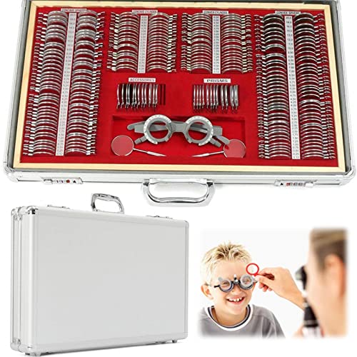 Optometrie-Set, Optometrie-Set, 266-teilig, Optometrie-Set mit Metallrand und Optometrie-Rahmen und Aluminiumetui, Augenschutz-Zubehör-Set von GBVQBA