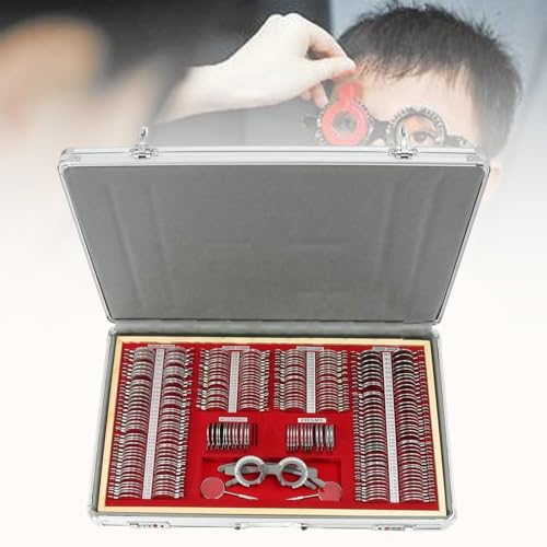 Optometrie-Set, Optometrie-Set, Optometrie-Set, optische Testgläser mit 266 Teilen, mit Optometrie-Testrahmen und Aluminiumgehäuse, geeignet für von GBVQBA