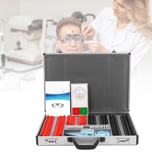Optometrie-Set, Set mit 266-teiligem Gehäuse für optische Linsen, Gehäuse aus Aluminium mit Kunststoffrand für Optometrie mit Testrahmen, von GBVQBA