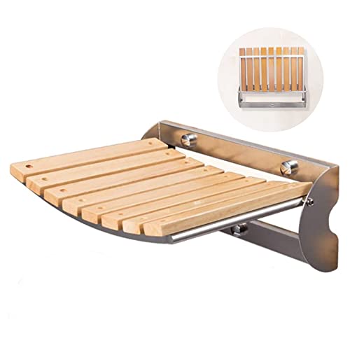 Wandmontierter faltbarer Duschsitz, Wandmontierter Holzsitz, klappbare Duschbank, Hocker, faltbare Duschbank für kleine Duschräume, Pflege zu Hause von GBVQBA