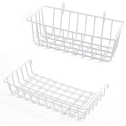GBYAN Gitterkörbchen Metalldraht Korb für Gitterwand Straight Shelf Flower Pot Display for Wire Wall Grid Panel, 2 Pack (Weiß) von GBYAN