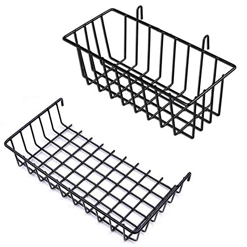 GBYAN Gitterkörbchen Metalldraht Korb für Gitterwand Wandgitter Regalkörbe Hänge Korb Gitterfotowand Accessoires Wall Grid Baskets, 2 Pack von GBYAN