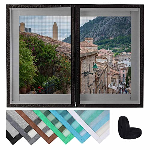GBYUFG Fenster-fliegengitter 105x130cm Schneidbar Reißverschluss katzenschutz Fenster robust, widerstandsfähig Einfach zusammenzubauen, Schwarz von GBYUFG