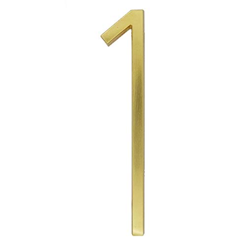 GBYUHAIJUN Hausnummernschild,Hausnummer 127mm Schwimm Modern House Anzahl Satin Brass Door Home Adresse Zahlen for Haus-Digital Outdoor Sign Plates 5 Zoll.# 0-9(Bright Brass 1) von GBYUHAIJUN
