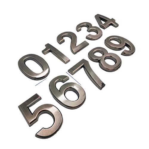 GBYUHAIJUN Hausnummernschild,Hausnummer Höhe 70mm Silber/Goldenes/Bronze/Grau ABS Plastik Selbstklebende Haustür Zahlen Adresse Schild Hotel Home Türschild Aufkleber(Gray Color 1pc,5) von GBYUHAIJUN