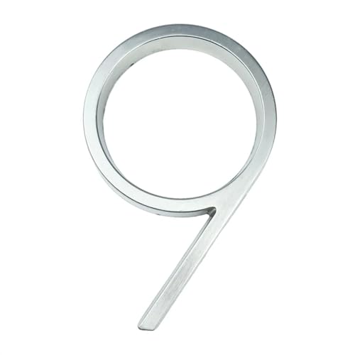 Hausnummernschild,Hausnummer 1 Stück 5" 125 mm schwimmende Hausnummer aus silberner Zinklegierung mit Nummer und Buchstaben aus Metall, Adressschild Uso apto para den Außenbereich, Türnummer, Strich, von GBYUHAIJUN