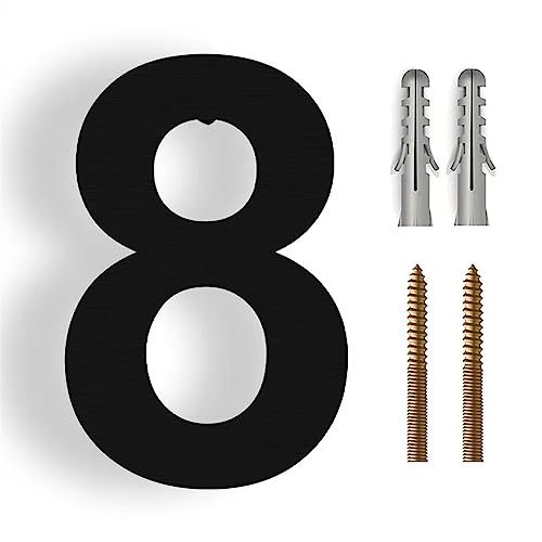 Hausnummernschild,Hausnummer 15/20/30 cm 304 Edelstahl Wohnungstürnummern Schwimmende Außenhausnummer Zuhause im Freien(No.8 Black,20cm) von GBYUHAIJUN
