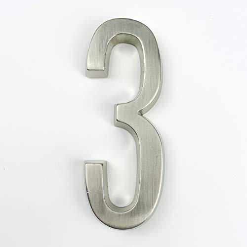 Hausnummernschild,Hausnummer Klebstoff 4" 101mm Höhe Hausnummer Aufkleber Tür Nummer for Haus-Digits-Zink-Legierung Nickel matt Mailbox Adresse Zeichen # 0-9(3) von GBYUHAIJUN