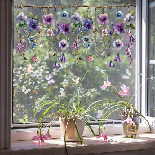 GBZHMCASE Glyzinien Blume Pflanze Blume Selbstklebende Home Decor Glas Fenster Aufkleber von GBZHMCASE