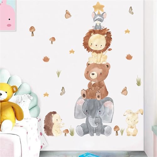 GBZHMCASE Niedliche Tiere Home Dekorative Wandaufkleber Kinderzimmer Kindergarten Selbstklebende Tapete(A) von GBZHMCASE